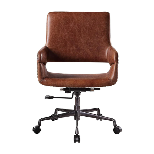 Top Grain Leather Upholstered Office Chair in Vintage Cocoa Finish