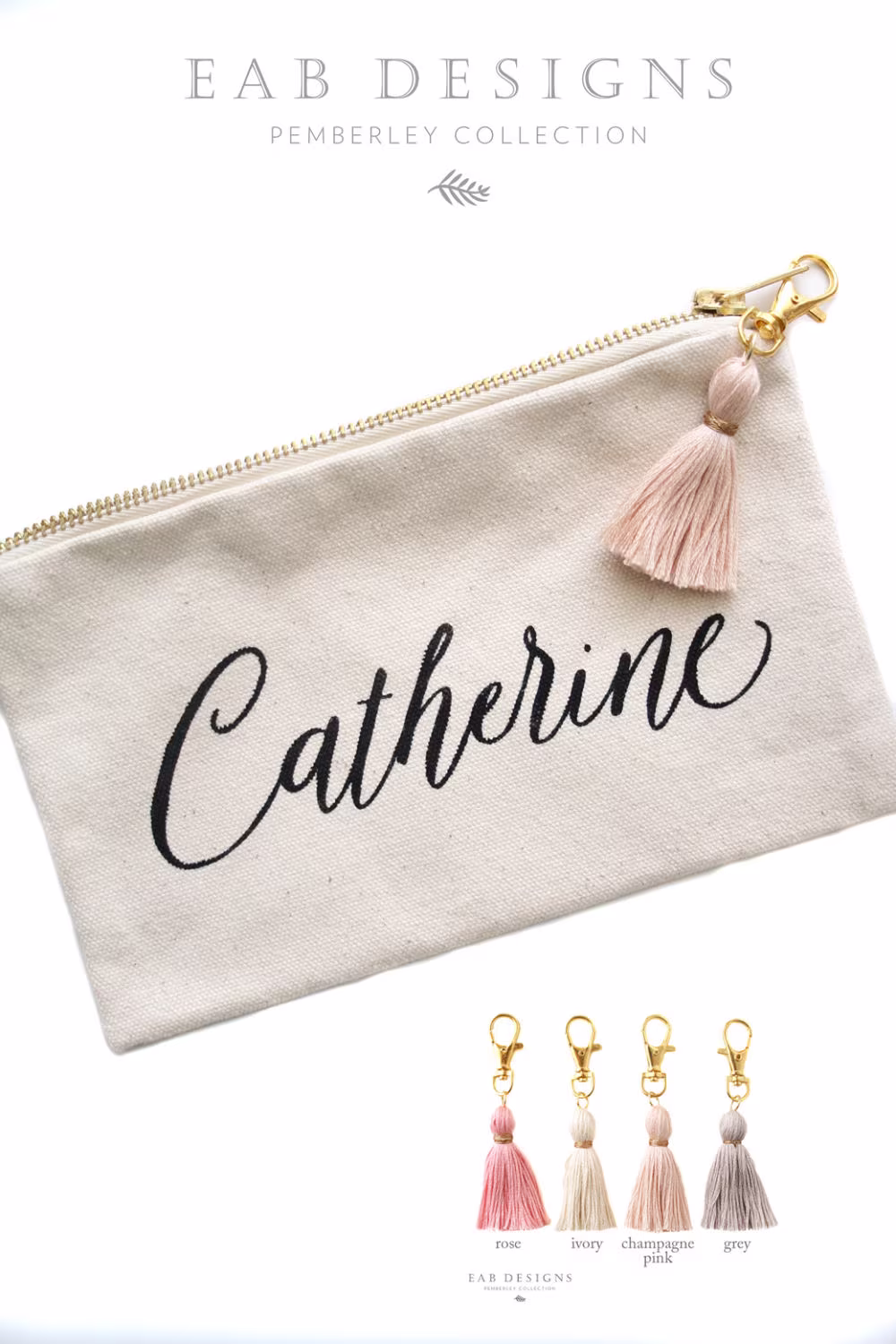 Personalized Makeup Bag, Cosmetic Canvas Pouch, Bridesmaid Bridal Party Gift, Pencil Case, Custom Favor
