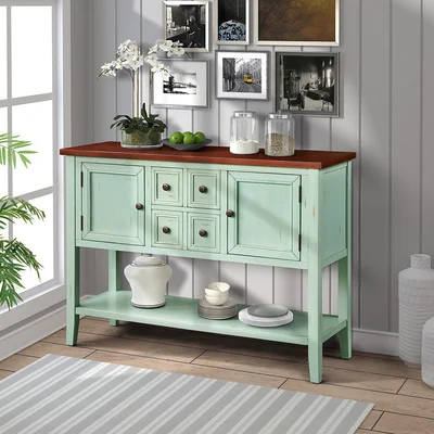 Cambridge Series Buffet Sideboard Console Table With Bottom Shelf (Antique Gray)