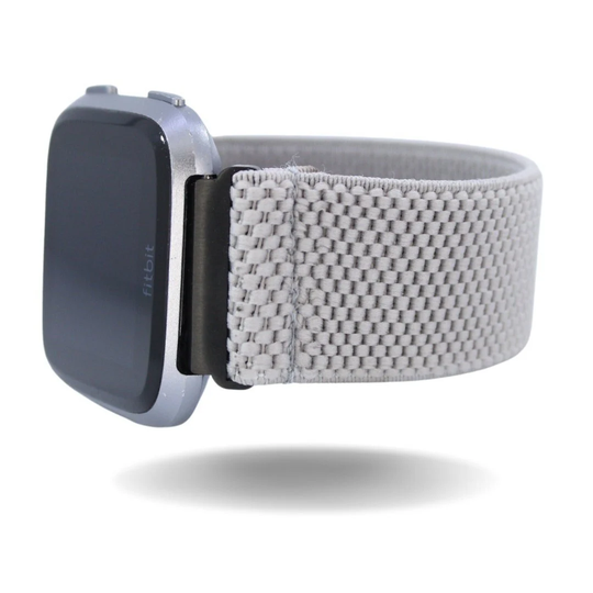 Elastic Fitbit Versa Watch Band | 1, 2, Lite Grey Textured Dots Handmade in USA Comfy Stretchy Custom Sized Watchband