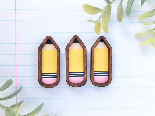 Wood Framed Miniature Sign | Farmhouse Type Tiered Tray Décor Handmade in U.s.a. - Extra Mini Pencils With Magnet