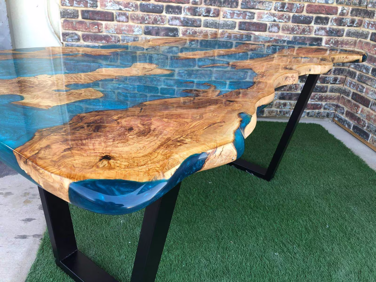 Teal River Epoxy Table, Custom Table, Walnut Resin Live Edge, Kitchen Dining Table Top, Made By Elawoodshop Wood