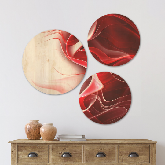 Designart '3D Fractal Abstract Design' Abstract Wood Wall Art Set of 3 Circles - Multi-Color