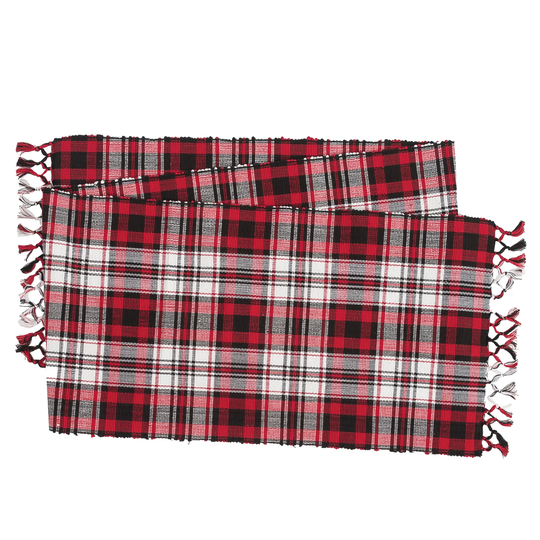 13" x 72" Fireside Plaid Table Thanksgiving Table Runner - Red - 13" x 72"