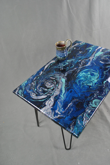 Spiral Galaxy Epoxy Table, Resin Coffee End Handmade Accent Furniture, Custom Gift