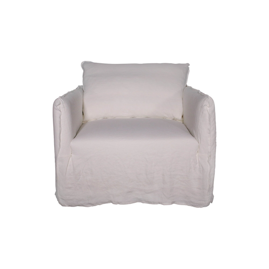 Lily's Living 38.6" Naples Slipcovered Swivel Sofa Chair Wash Linen White Small - 9' x 12'