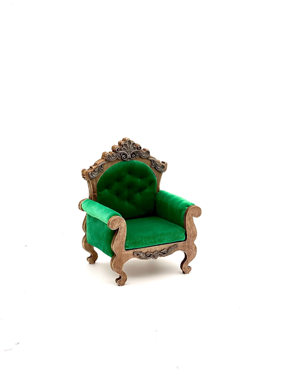 1/6 Chair For Doll, Dollhouse With Velvet, Miniature Victorian Chair, Blythe, Barbie, Bjd Dolls, Roombox Furniture