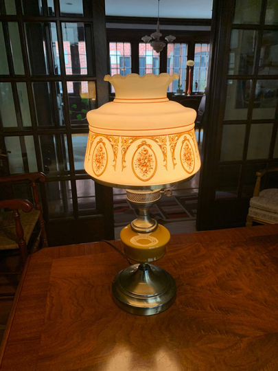 Vintage Lamp Light Table Desk Decor Floral Antique Lamps Lighting Glass Decorative Old