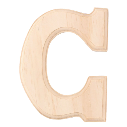 Home Bedroom Wooden Decor English C Letter Alphabet Free DIY Wall - Wood Color - 5.9" x 4.5" x 0.55"(L*W*T)