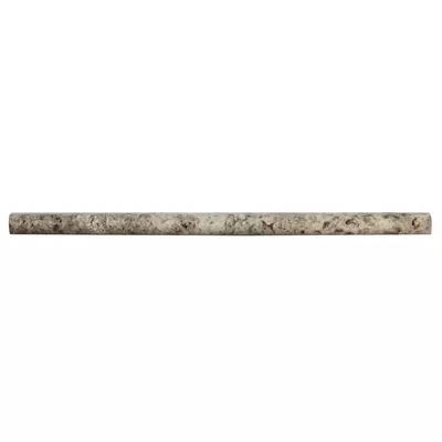 Silver Travertine 12" x 0.5" Polished Marble Pencil Liner Tile Trim in Brown