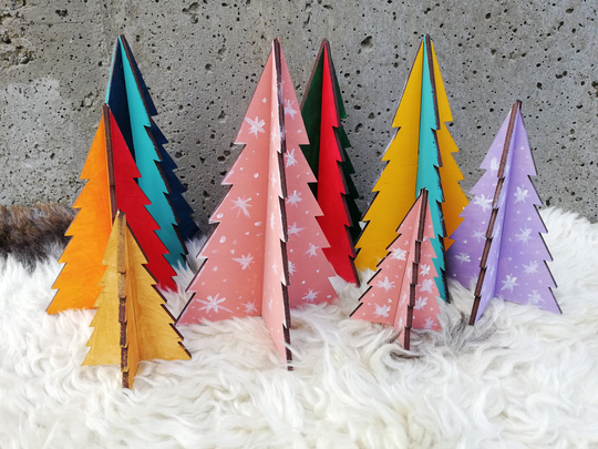 Colorful Christmas Tree, Wooden Tree, Bright Table Decorations, Xmas Wood Tree Ornaments, Traditional