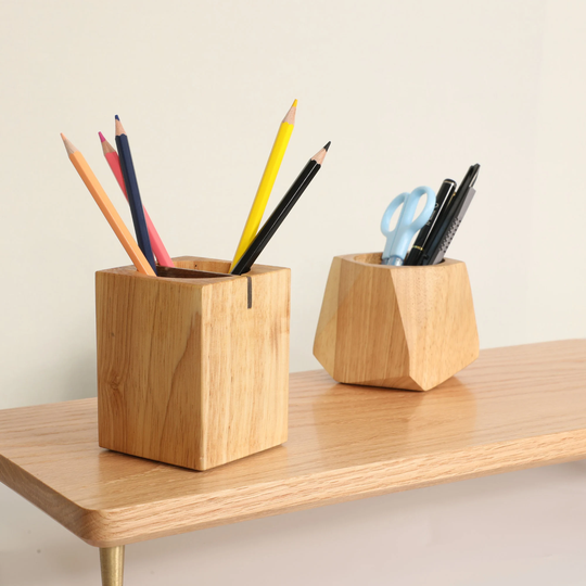 Wooden Pencil Holder, Pen Holder For Desk, Stylish Organizer Pen, Office Décor, Handmade Geometric Design Holder, Gift Daughter