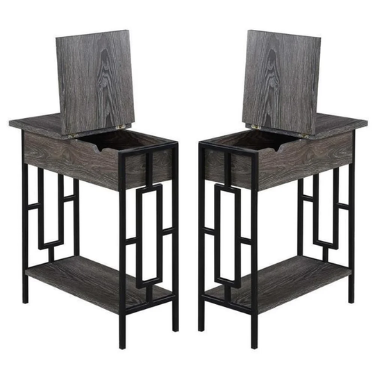 Top End Table with Charging Station in Gray - Set of 2 - 54 x 84