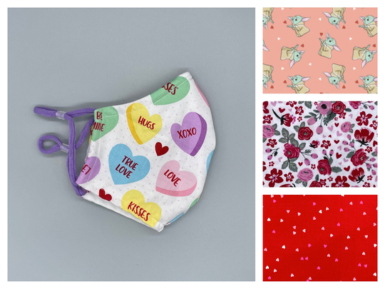 Valentine's Day Face Mask - Adult, Child, Kid, School, Adjustable, Nose Wire, Cotton, Washable, Handmade, Reusable