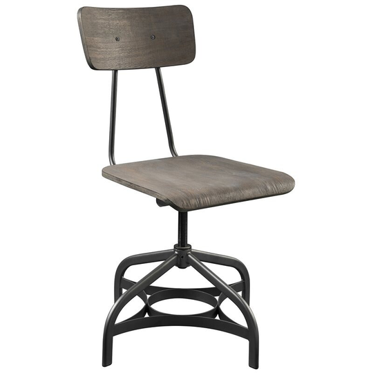 Set-2 Swivel & Lift (Adjustable Seat Height) Side Chair in Oak Finish, Metal Curved Legs with Geometric Support