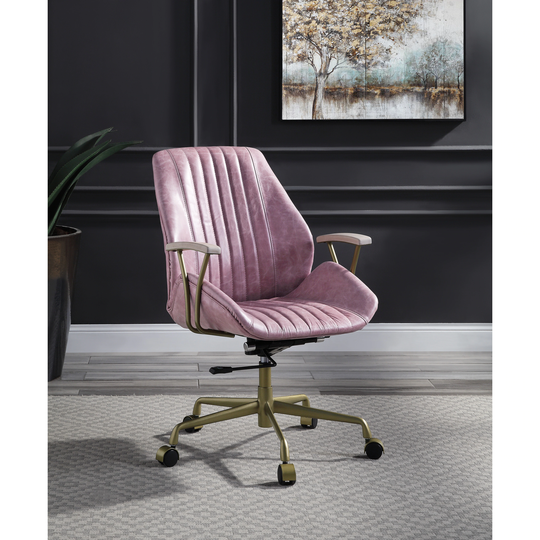 Leather Office Chair Adjustable Seat Striped Backrest Desk Chairs with Casters