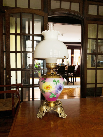Vintage Lamp Light Table Floral Decor Antique Lamps Lighting Brass Old