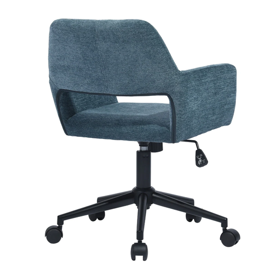 Blue Velvet Adjustable Swivel Office Chair with Casters