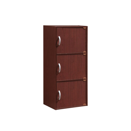 35.5" Mahogany Brown Multi-Purpose Bookcase with Doors