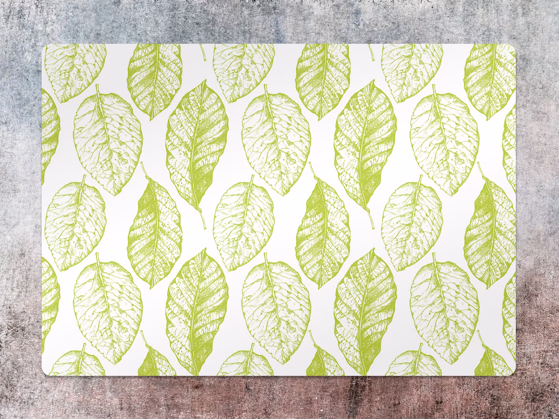 Aquamarine Leaves Chair Mat, Green Vinyl Floor White Protective Floral Splat Office Decor, Decorative Mats