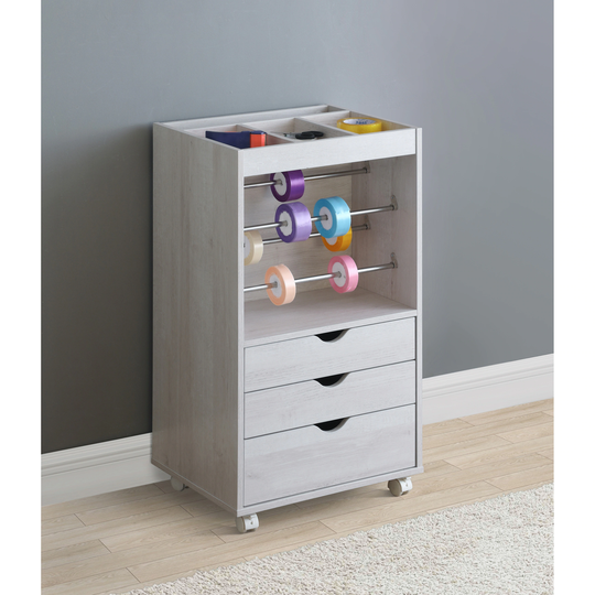 White Oak 3-drawer Storage Cabinet with Caters