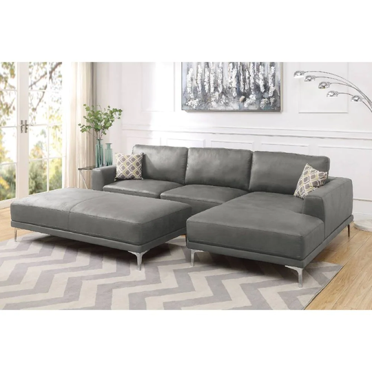 Leather Gel 4-Seater Sofa with Metal Legs