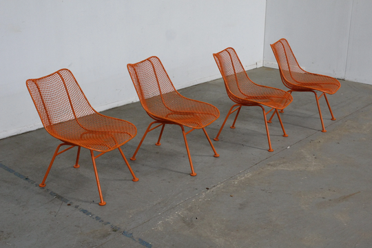 Set Of 4 Mid Century Danish Modern Woodard Low Profile Sculptura Side Chairs