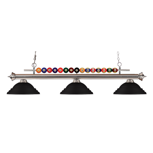 Avery Home Lighting Shark 3-light Island/Billiard Stepped Matte Black-finished Light - Black - Brushed Nickel