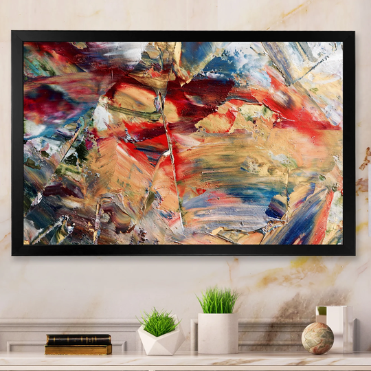 Designart 'Colorful Abstract Painting Strokes V' Modern Framed Art Print