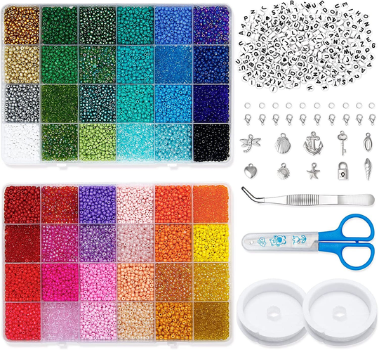 Glass Seed Beads, Colorful Bead Jewelry Making Kit | Alphabet Letter Beads Accessories Material For Diy Bracelet Necklaces