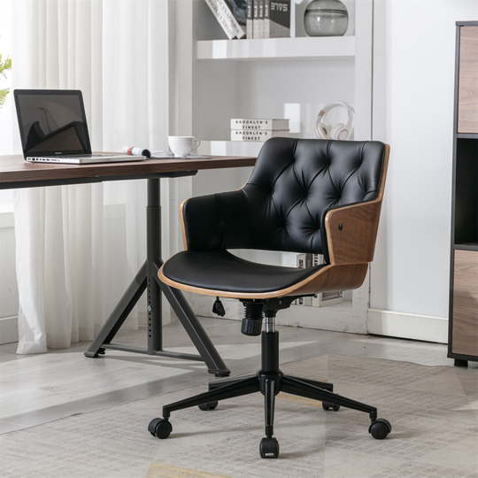 Bentwood Adjustable Office Chair black PU Leather Upholstery and Foot