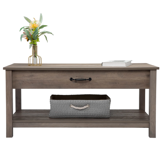 EYIW Rectangle Coffee Table with Storage Space, Computer Table with Liftable and Lowerable Table Top