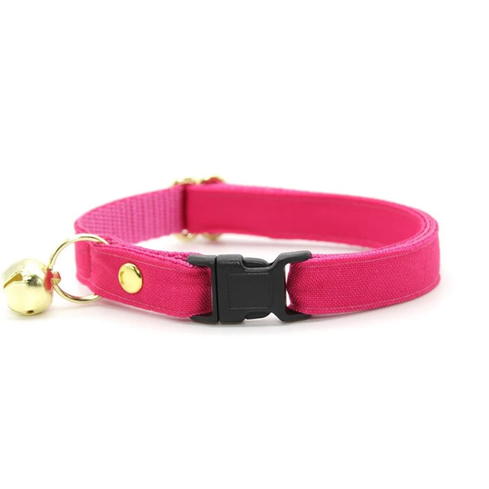 Cat Collar - "Color Collection Fuchsia Pink" Solid Color Pink/Breakaway + Non-Breakaway Wedding Cat, Kitten Small Dog