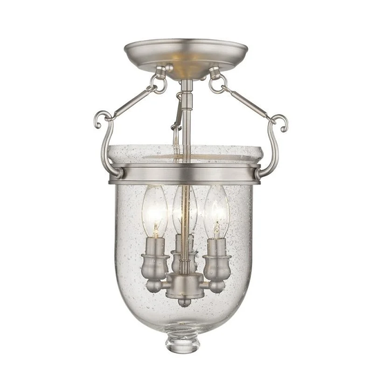 Livex Lighting Jefferson Silvertone Steel/Glass Ceiling Mount Light Fixture