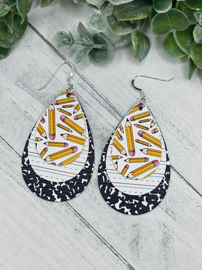 Bulk Listing - Pencil Earrings, School Teacher Gift, Appreciation, Composition Notebook, Gift For Her