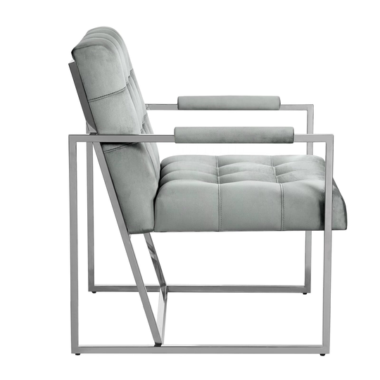 Modern Single Sofa Chair, Upholstered Accent Living Room Chair, Comfy Armchair with Silver Metal Legs
