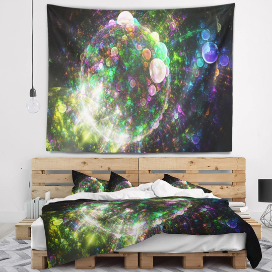 Designart 'Multi Color Spherical Planet Bubbles' Abstract Wall Tapestry