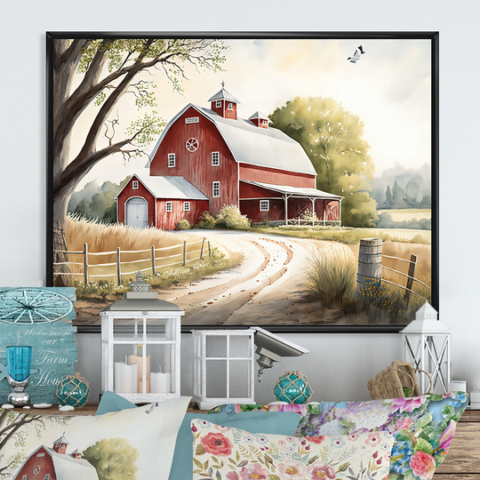 Designart 'Colorful Beach House IV' Modern Framed Canvas Art Print