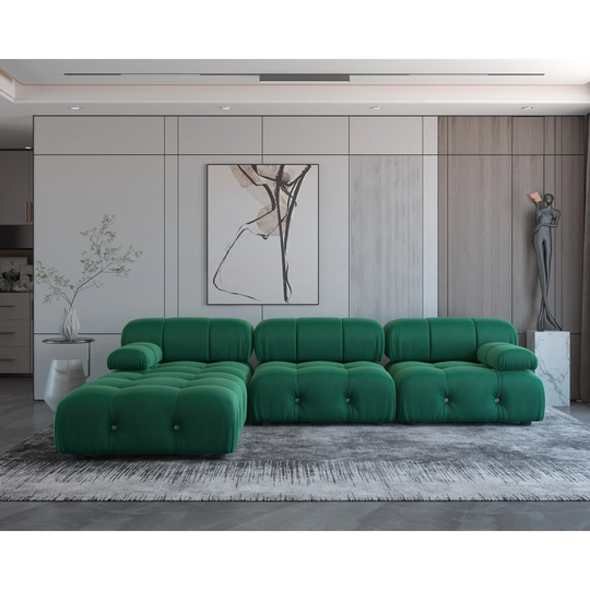 L-Shape Modern Velvet Sectional Sofa , Upholstery 3 seater with ottoman-103.95"
