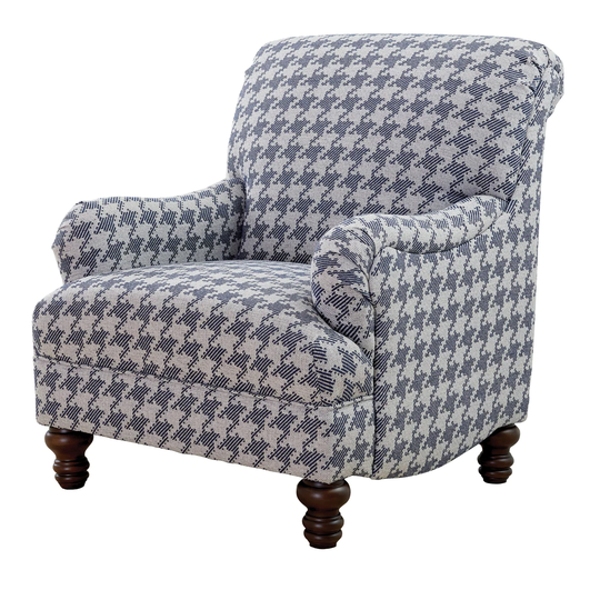 Fabric Upholstered Accent Chair with Recessed Arms in Blue
