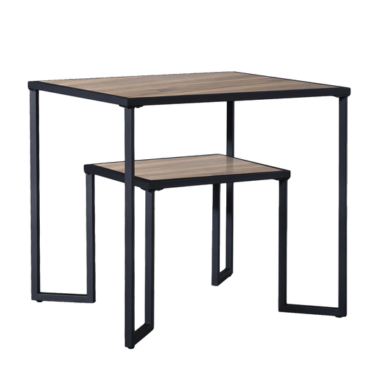 Dual Tier Coffee & Tea Small Square End Table,Nightstand,Side Table Beside Table with 2-Tier Wood Storage Shelf