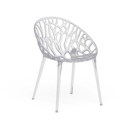Transparent Oval Shaped Stacking Side Chair with Artistic Pattern Design - 23.25"W x 24"D x 31"H