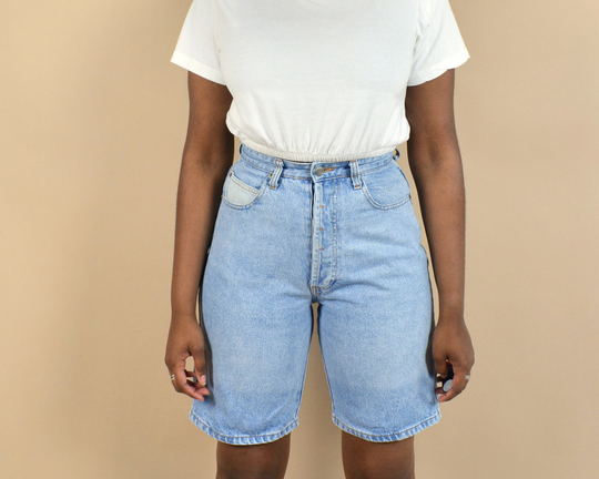 90S Size 26 Denim Long Vintage Button Fly Shorts