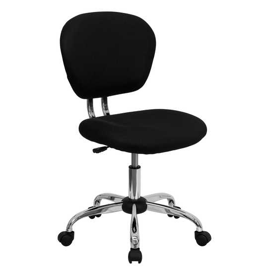 Rigmos Armless Black Mesh Swivel Adjustable Office Chair with Chrome Base