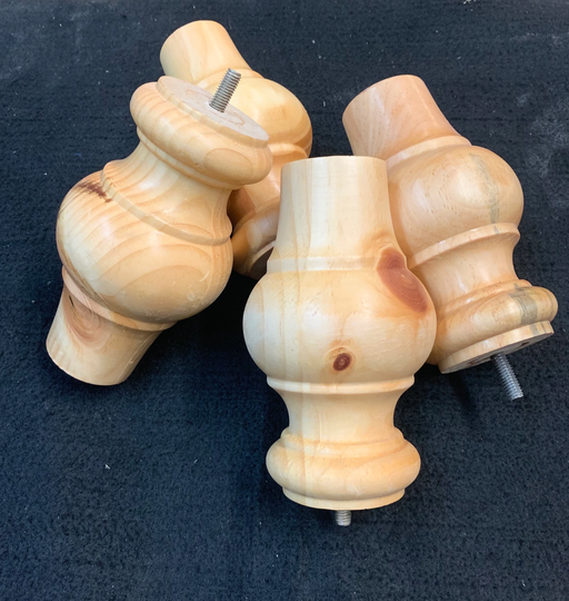 6" X 3.5 Set Of Four Sofa Legs/ Couch Furniture Legs/Ottoman Bun Feet