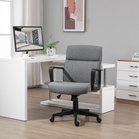 Vinsetto Back Support Ergonomic Office Chair with Wide Seat and Thick Padding, Height Adjustable Home Desk Chair