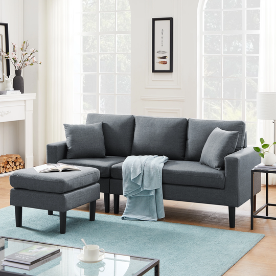 Left Hand Facing Sectional Sofa with 2 Pillows