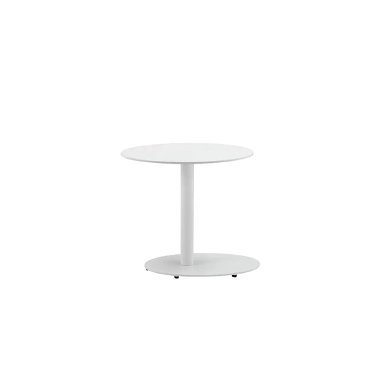 Modern Metal Outdoor Side Table with Oval Top and Base, White