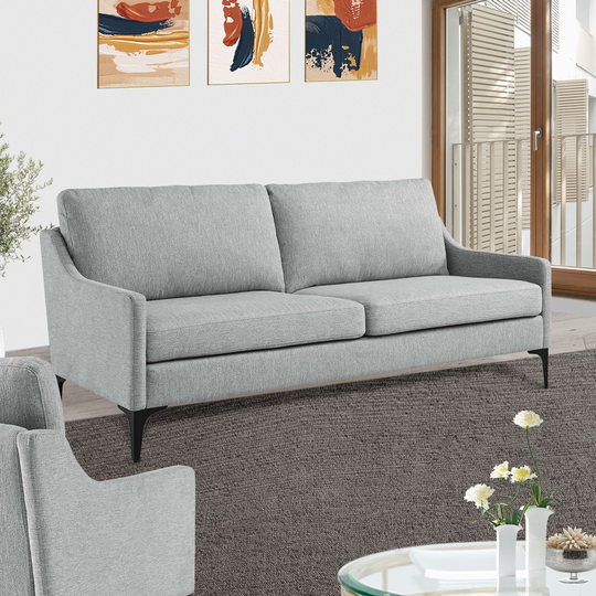 Eden Mid-century Modern Light Grey Upholstered Fabric Sofa