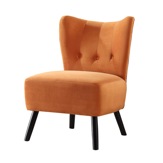 Upholstered Armless Accent Chair with Flared Back and Button Tufting, Orange - 33 H x 27.5 W x 22.5 L Inches